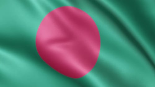 Waving Bangladesh National Flag with Realistic Fabric Texture