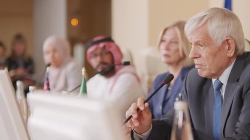 People at a Formal Meeting Speaking