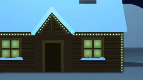 Happy holidays! Warm room in the wooden cottage with the chimney and fireplace.