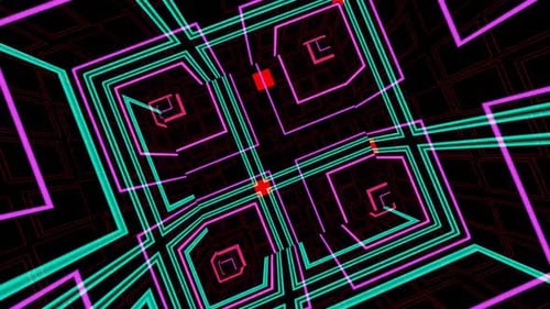 Fondo de neón surrealista abstracto Vj Loop con cubo giratorio 02