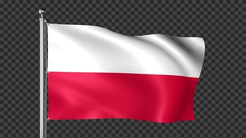 Realistic Waving Polish Flag on Flagpole Loop