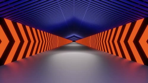 Endless Tunnel with Orange Arrows