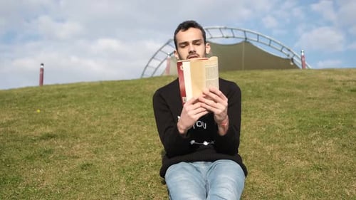 Man Reading Outside