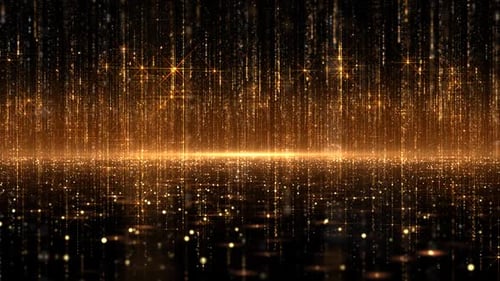 Golden Glitter Particles Falling Stage Light Background Loop