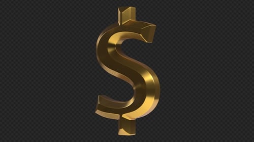 Golden Dollar Sign 3D Rotation Animation