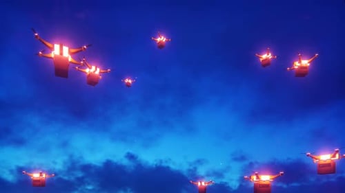 Drones Flying on a Night
