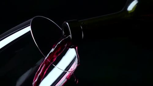 Red Wine Being Poured into Glass Close Up
