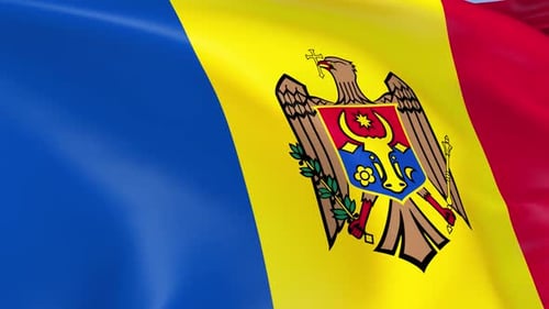 Realistic Moldova Flag Waving Seamless Loop Background Animation