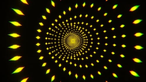 VJ Loop Tunnel of Lines of Flying Yellow Stars with Wave Beat