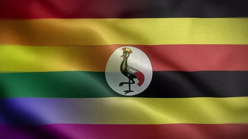 Uganda National Flag Waving with Realistic Fabric Texture