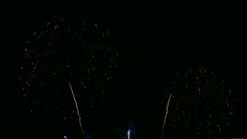 Buntes Feuerwerk bei Nacht auf Himmelshintergrund