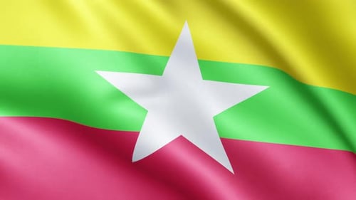 Realistic Waving Flag of Myanmar Seamless Loop