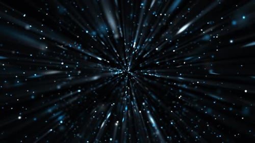 Futuristic Blue Light Particles Warp Speed Background