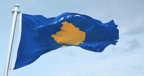 Realistic Waving Flag of Kosovo Animation