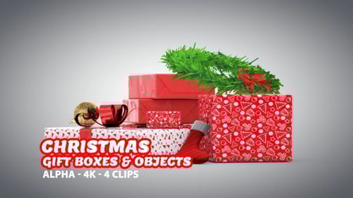 Christmas Gift Boxes and Tree Animation with Alpha Channel