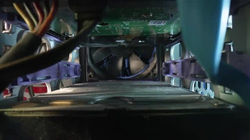 Inside View of Dusty Computer Hardware