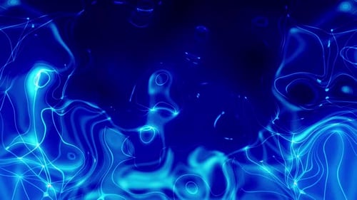 Abstract Blue Glowing Energy Lines and Fluid Waves Background