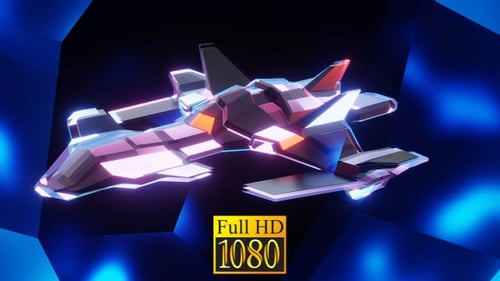 Futuristic Neon Sci-Fi Spaceship Animation