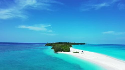 Aerial view tourism of luxury shore beach vacation by blue water and white sandy background of a day
