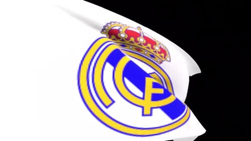 Waving Real Madrid Football Club Flag Logo Animation