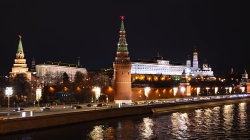 Moscow Kremlin Night Hyper Lapse