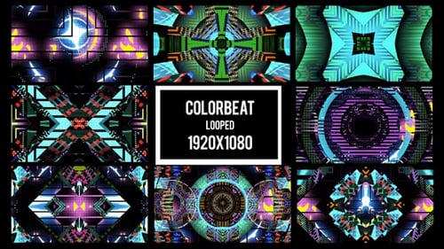 Vibrant Geometric Kaleidoscopic Loop Backgrounds Pack