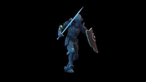 3D Animated Knight Walking Loop with Sword and Shield