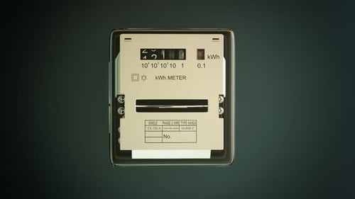 Medidor de eletricidade analógico mostrando o consumo doméstico em quilowatts-hora.