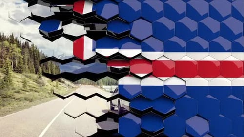 Iceland Flag Hexagon Transition - 4K Resolution