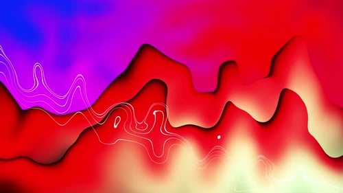 Dynamic Abstract Fluid Shapes with Colorful Wavy Lines Background