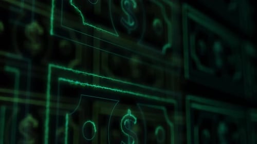 Futuristic Digital Dollar Sign Grid Loop Background