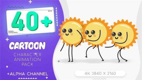Flat Design Animated Sun Character Actions Pack