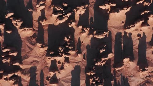 Vista de satélite de cima para baixo na superfície do planeta Marte Vermelho: Viagem espacial cinematográfica