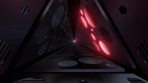 4k Red Circular Light Tunnel