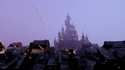Winter Evening And Castle