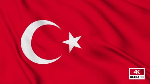 Realistic Turkish National Flag Waving Seamless Loop