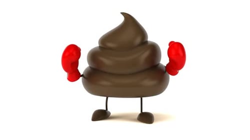 3D Animated Poop Character with Boxing Gloves Punching
