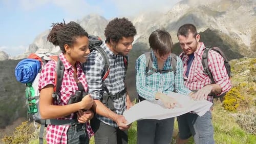 Multiracial Group Hiking