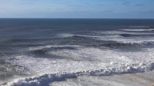 Aerial View on Big Waves of Atlantic Ocean