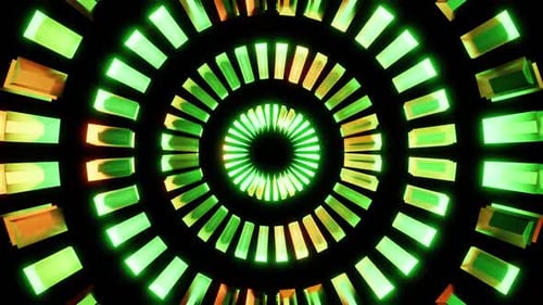 Green And Golden Lantern Neon Kaleidoscope Background Vj Loop HD