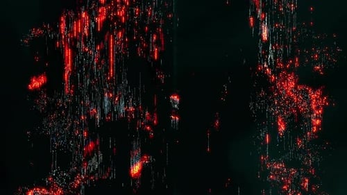 Digital Glitch Stream with Red Pixels Effect