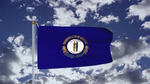 Kentucky State Flag Waving Against Blue Sky