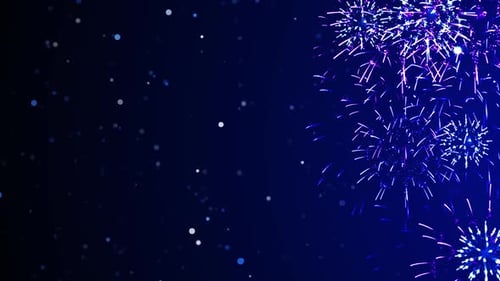 Real Fireworks Explosion on Smoke Foggy black