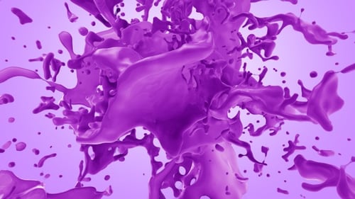 Purple Liquid Splashes and Collides Fluid Animation