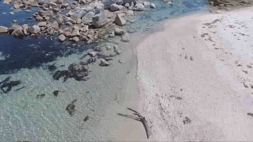 Aerial Shot of Coastline Bay with the Rocks and Cliffs
