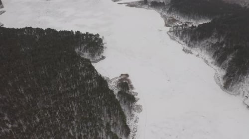 Aerial View Of Frozen Ice Teterev River