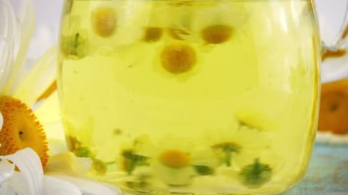 Daisy Flower Herbal Tea in Glass Jug