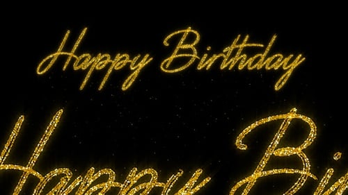 Happy Birthday Sparkle Gold Text Reveal Overlay