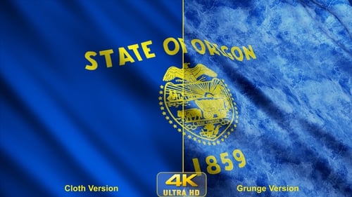 Animated Oregon State Flag in Clean and Grunge Styles