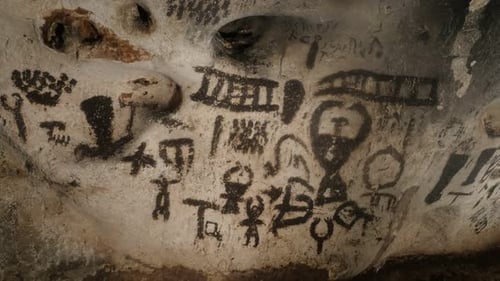RABISHA, BULGARIA - OCTOBER 16, 2017 Famous Magura cave underground complex with prehistoric wall pa